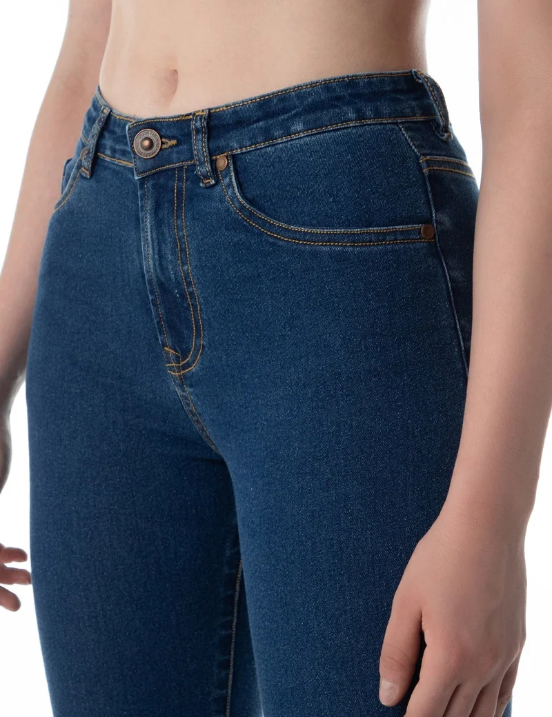 inkd Mid Blue Women's Slim Fit Jeans - Mid-Rise| Stretchable | Enzyme Wash | Classic 5 Pocket Styling | Jeans for Women for Women | Best Price UAE
